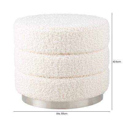 Ivory Boucle Ottoman